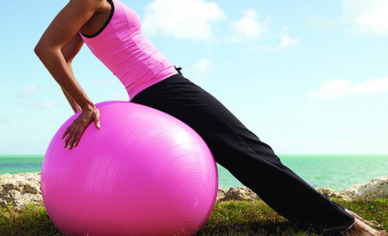 Woman on yoga ball